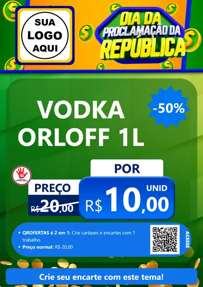 Modelo de Cartaz para Cartaz A4 Vertical com o tema Dia Da Proclamação da República para Distribuidora de bebidas