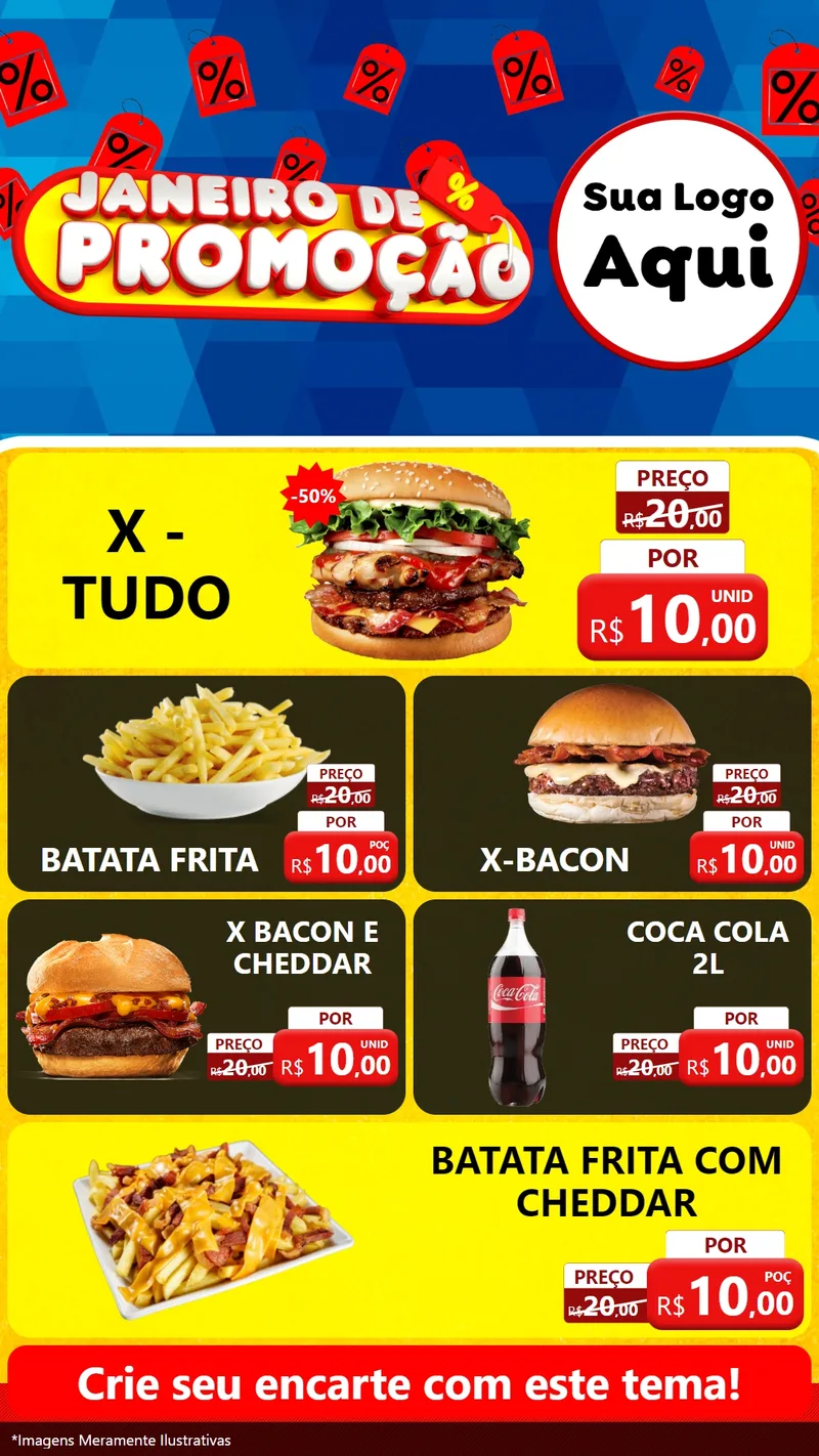 Modelo de TV para TV Vertical com o tema Janeiro de Promoção para Hamburgueria