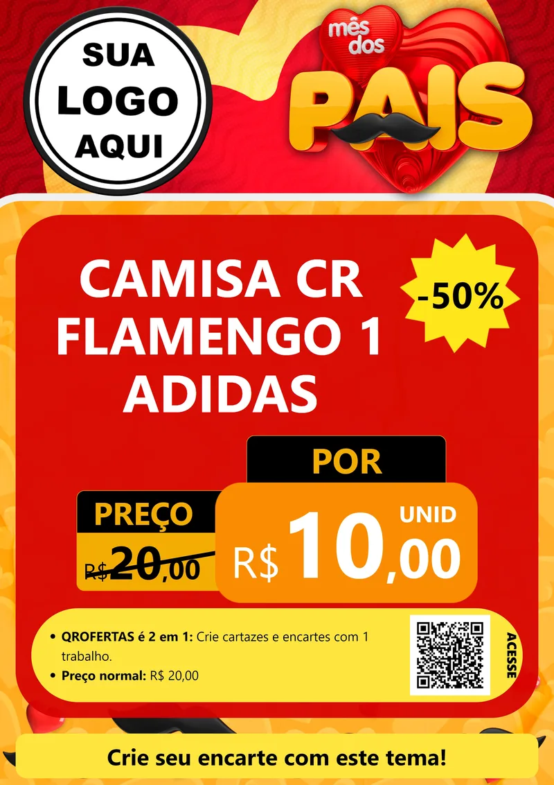 Modelo de Cartaz para Cartaz A4 Vertical com o tema Mês Dos Pais para Roupas e acessórios