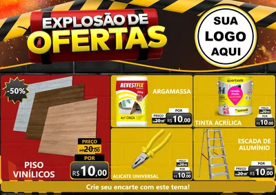 Modelo de Encarte para Encarte A4 Horizontal com o tema Explosão de Ofertas para Material para Construção