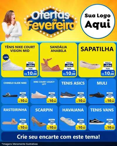 Modelo de Rede Social para Feed Instagram com o tema Ofertas de Fevereiro para Calçados