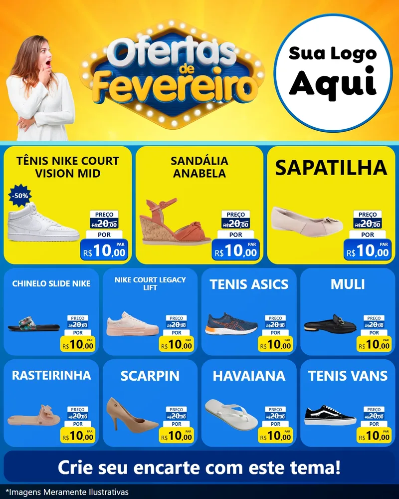 Modelo de Rede Social para Feed Instagram com o tema Ofertas de Fevereiro para Calçados