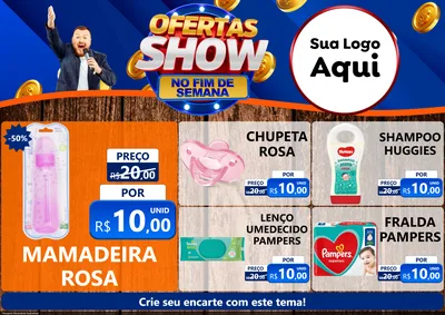 Modelo de Encarte para Encarte A4 Horizontal com o tema Ofertas Show No Fim De Semana para Bebês