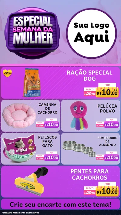 Modelo de TV para TV Vertical com o tema Especial Semana da Mulher para Pet Shop