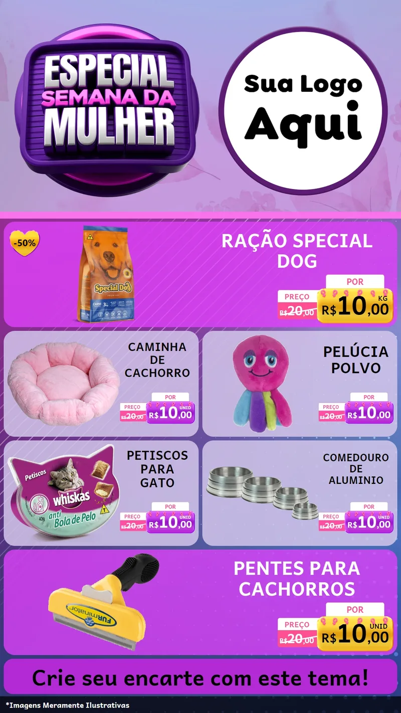 Modelo de TV para TV Vertical com o tema Especial Semana da Mulher para Pet Shop
