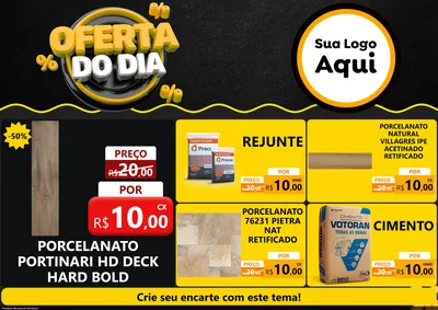 Modelo de Encarte para Encarte A4 Horizontal com o tema Oferta Do Dia para Pisos e revestimentos
