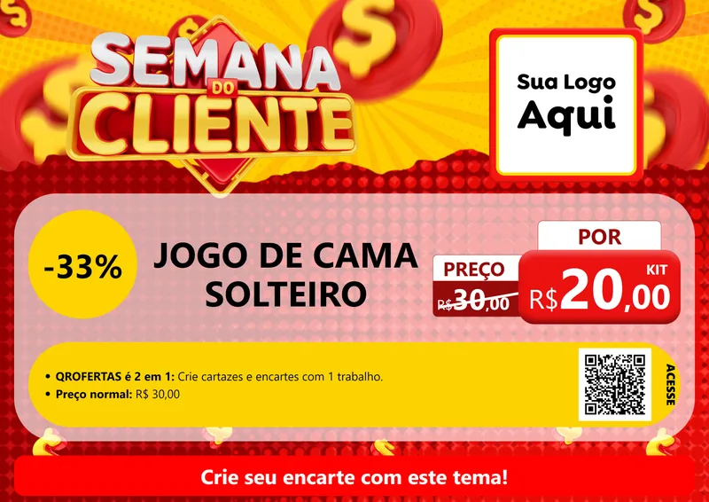 Modelo de Cartaz para Cartaz A4 Horizontal com o tema Semana do Cliente para Cama, Mesa e Banho