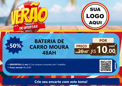 Modelo de Cartaz para Cartaz A4 Horizontal com o tema Verão de Ofertas para Baterias Elétricas