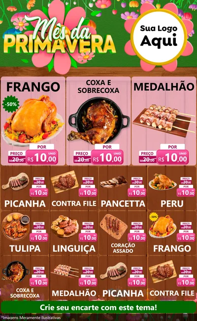 Modelo de Encarte para Encarte Grande com o tema Mês da Primavera para Assados