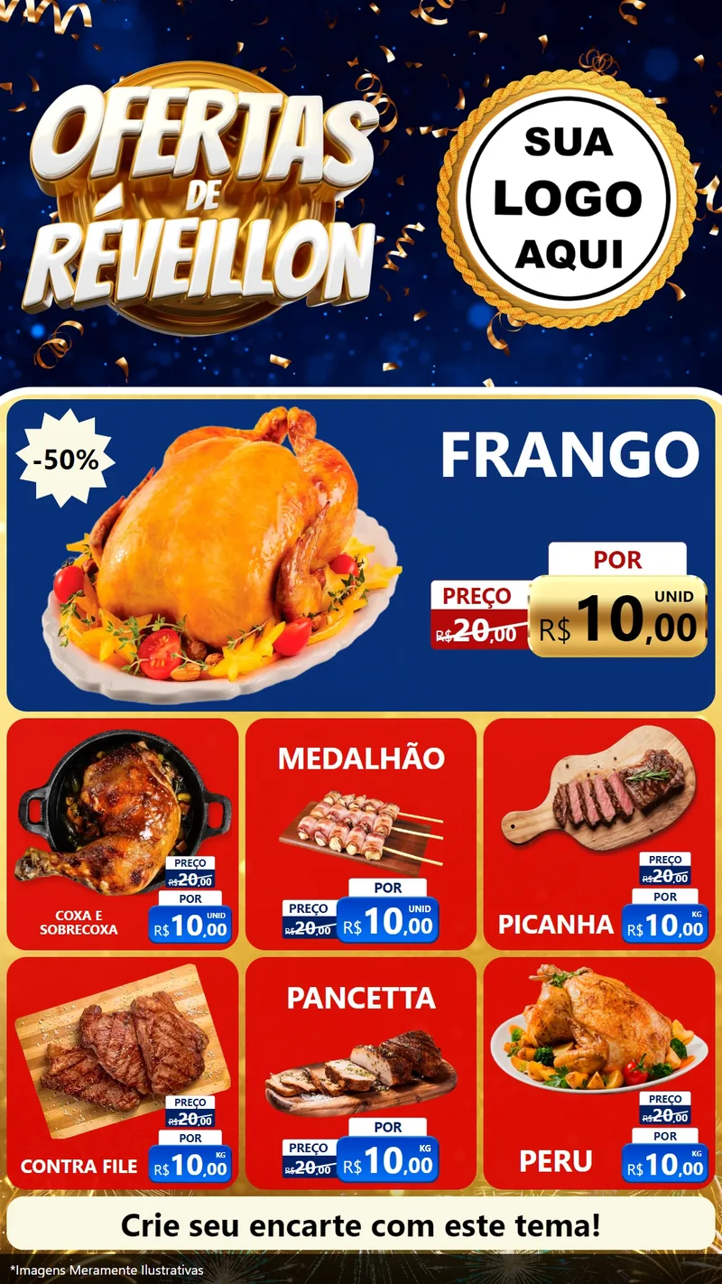 Modelo de Rede Social para Stories com o tema Ofertas de Réveillon para Assados
