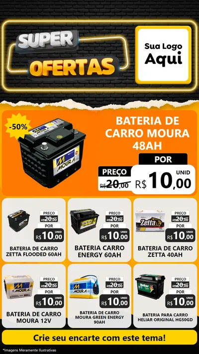 Modelo de Rede Social para Stories com o tema Super Ofertas para Baterias Elétricas