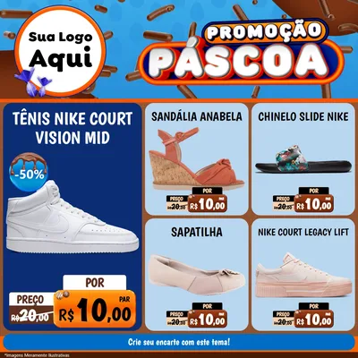Modelo de Rede Social para Feed Facebook com o tema Promoção Páscoa para Calçados