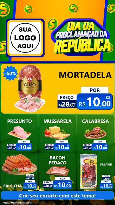 Modelo de Rede Social para Stories com o tema Dia Da Proclamação da República para Frios e Laticínios