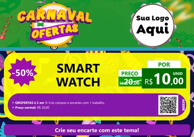 Modelo de Cartaz para Cartaz A4 Horizontal com o tema Carnaval de Ofertas para Informática