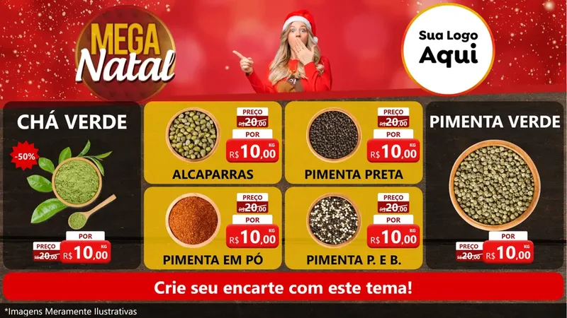 Modelo de TV para TV Horizontal com o tema Mega Natal para Produtos Naturais