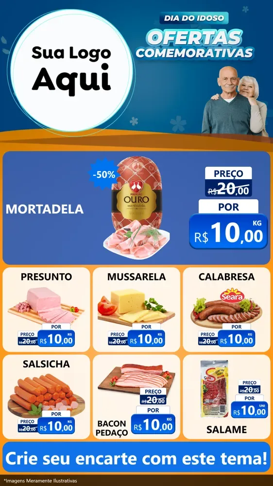 Modelo de Rede Social para Stories com o tema Dia do Idoso para Frios e Laticínios