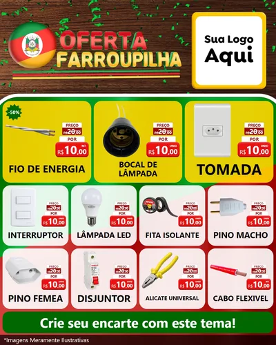 Modelo de Rede Social para Feed Instagram com o tema Oferta Farroupilha para Materiais Elétricos