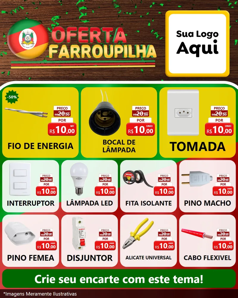 Modelo de Rede Social para Feed Instagram com o tema Oferta Farroupilha para Materiais Elétricos