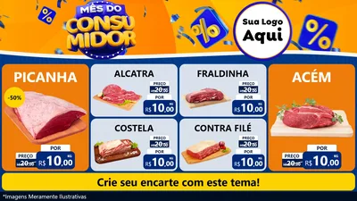 Modelo de TV para TV Horizontal com o tema Mês do Consumidor para Açougue