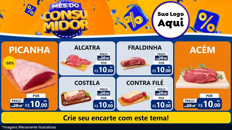 Modelo de TV para TV Horizontal com o tema Mês do Consumidor para Açougue
