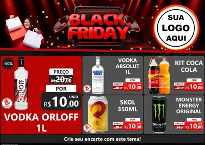 Modelo de Encarte para Encarte A4 Horizontal com o tema Black Friday para Distribuidora de bebidas