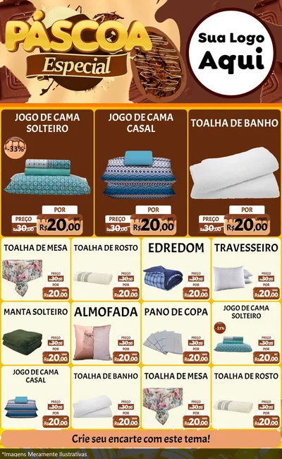 Modelo de Encarte para Encarte Grande com o tema Páscoa Especial para Cama, Mesa e Banho