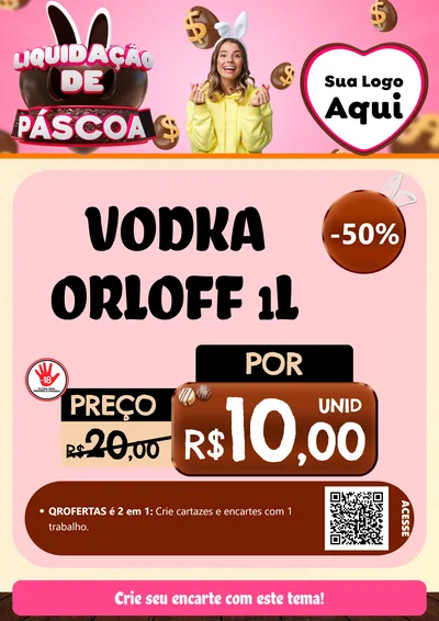 Modelo de Cartaz para Cartaz A4 Vertical com o tema Liquidação de Páscoa para Distribuidora de bebidas