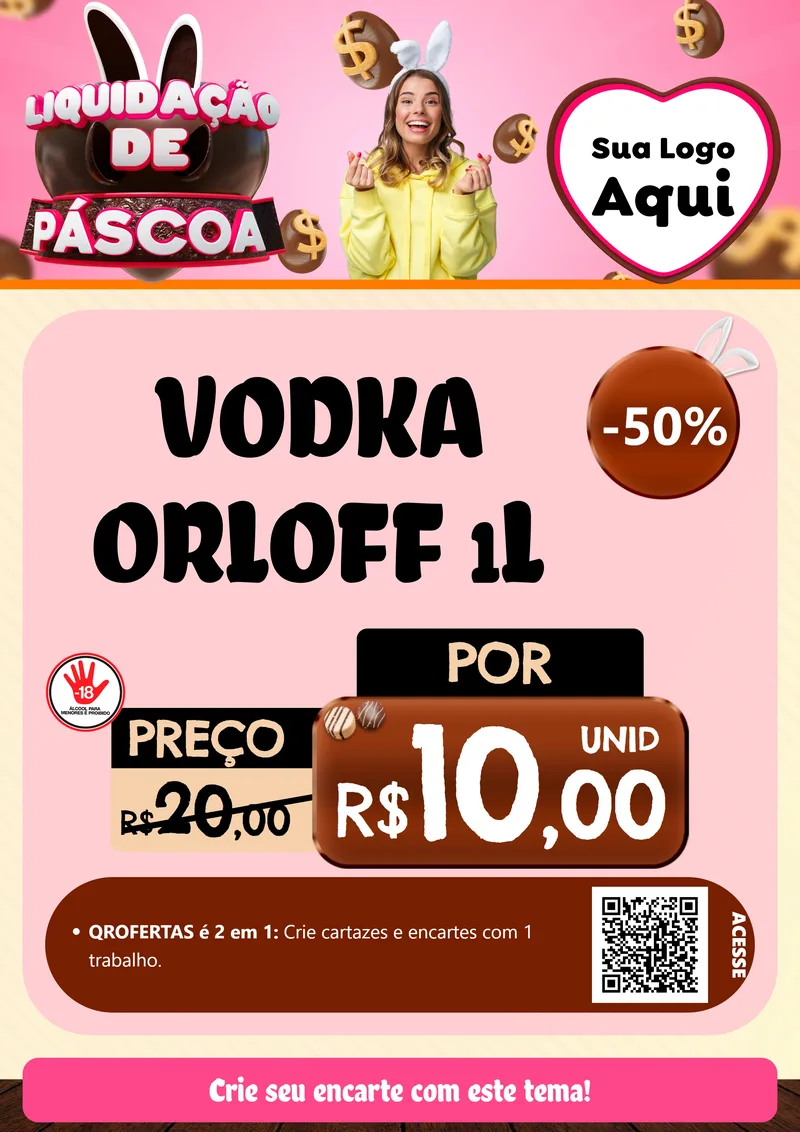 Modelo de Cartaz para Cartaz A4 Vertical com o tema Liquidação de Páscoa para Distribuidora de bebidas