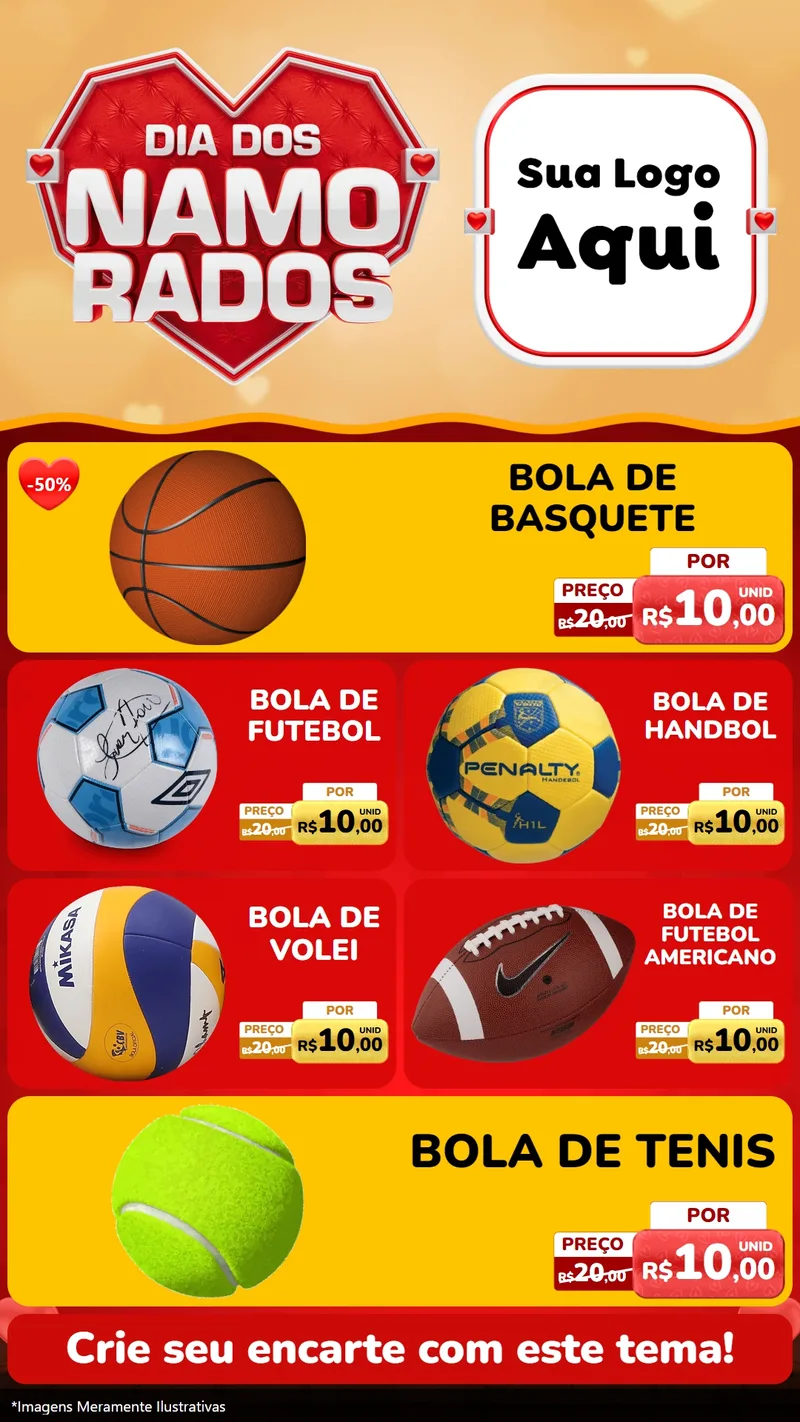 Modelo de TV para TV Vertical com o tema Dia dos Namorados para Artigos Esportivos