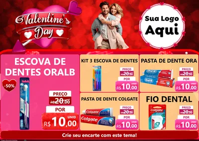 Modelo de Encarte para Encarte A4 Horizontal com o tema Valentine's Day para Higiene Pessoal