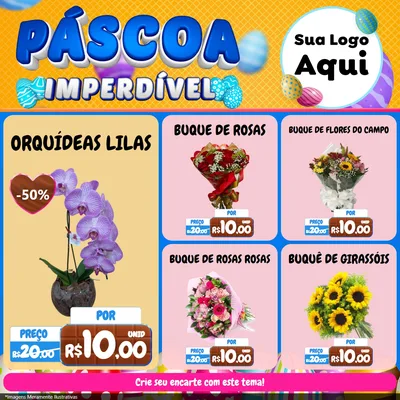 Modelo de Rede Social para Feed Facebook com o tema Páscoa Imperdível para Floricultura e jardim