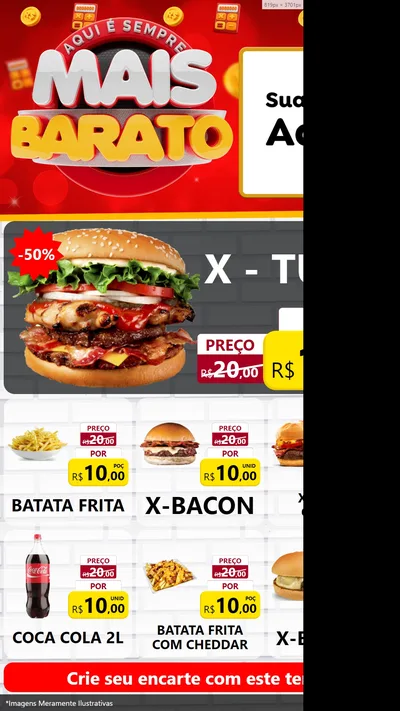 Modelo de Rede Social para Stories com o tema Mais Barato para Hamburgueria