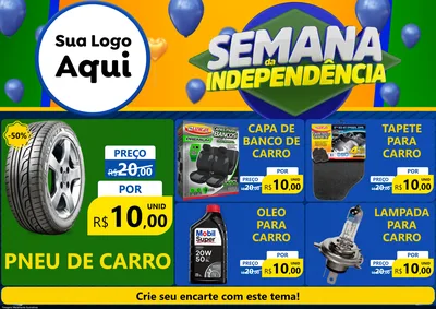 Modelo de Encarte para Encarte A4 Horizontal com o tema Semana da Independência para Auto peças