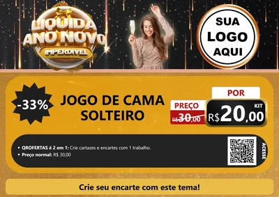 Modelo de Cartaz para Cartaz A4 Horizontal com o tema Liquida Ano Novo Imperdível para Cama, Mesa e Banho