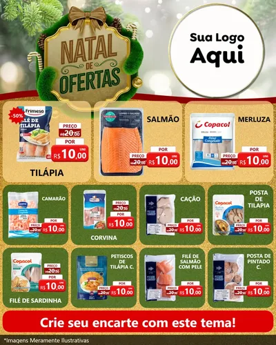Modelo de Rede Social para Feed Instagram com o tema Ofertas de Natal para Peixaria