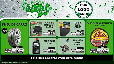 Modelo de TV para TV Horizontal com o tema Promoção de Aniversário - 20 Anos para Auto peças