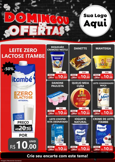 Modelo de Encarte para Encarte A4 Vertical com o tema Domingou de Ofertas para Frios e Laticínios