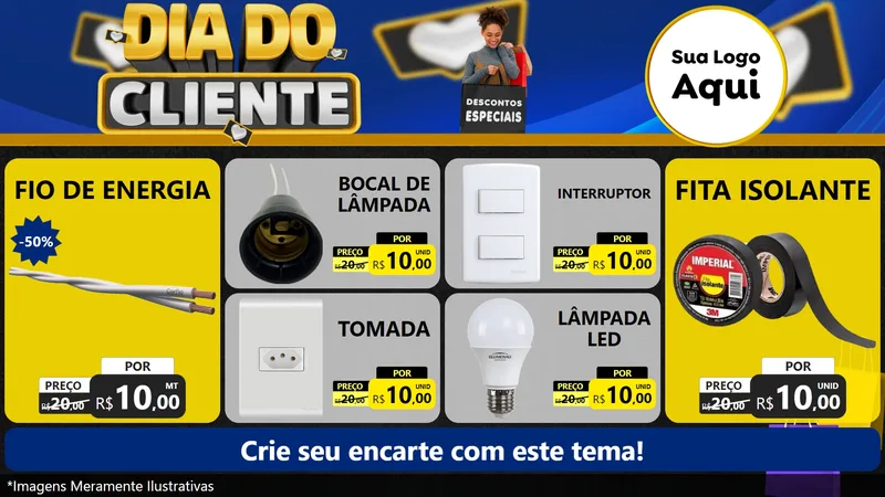 Modelo de TV para TV Horizontal com o tema Dia Do Cliente para Materiais Elétricos