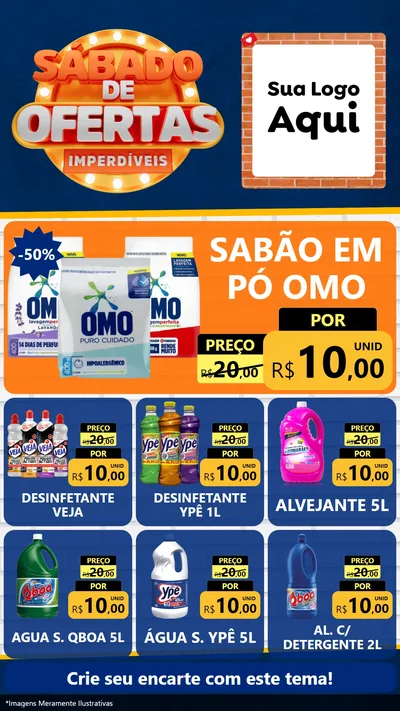 Modelo de Rede Social para Stories com o tema Sábado de Ofertas Imperdíveis para Produtos de Limpeza