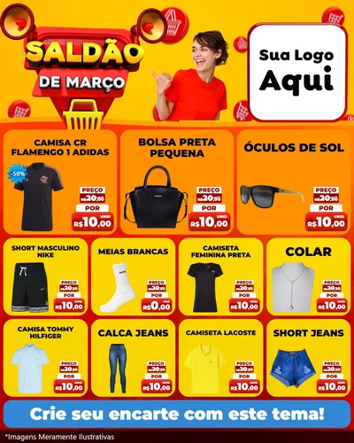 Modelo de Rede Social para Feed Instagram com o tema Saldão de Março para Roupas e acessórios