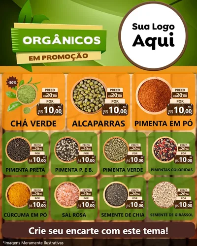 Modelo de Rede Social para Feed Instagram com o tema Orgânicos em Promoção para Produtos Naturais