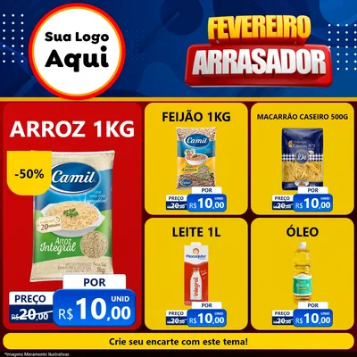 Modelo de Rede Social para Feed Facebook com o tema Fevereiro Arrasador para Supermercado