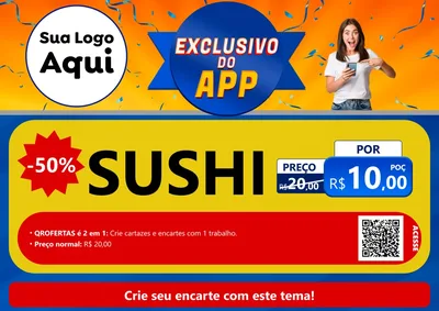 Modelo de Cartaz para Cartaz A4 Horizontal com o tema Exclusivo do Aplicativo para Comida japonesa