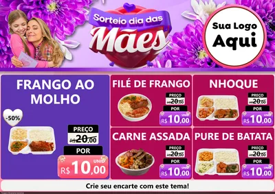Modelo de Encarte para Encarte A4 Horizontal com o tema Sorteio Dia das Mães para Restaurante