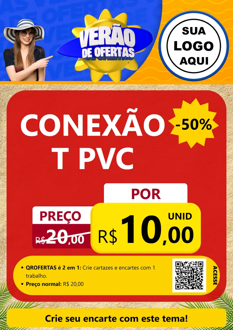 Modelo de Cartaz para Cartaz A4 Vertical com o tema Verão de Ofertas para Tubos e conexões
