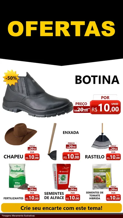 Modelo de Rede Social para Stories com o tema Ofertas Preto e Vermelho Cartaz para Agropecuária
