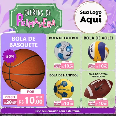 Modelo de Rede Social para Feed Facebook com o tema Ofertas de Primavera para Artigos Esportivos
