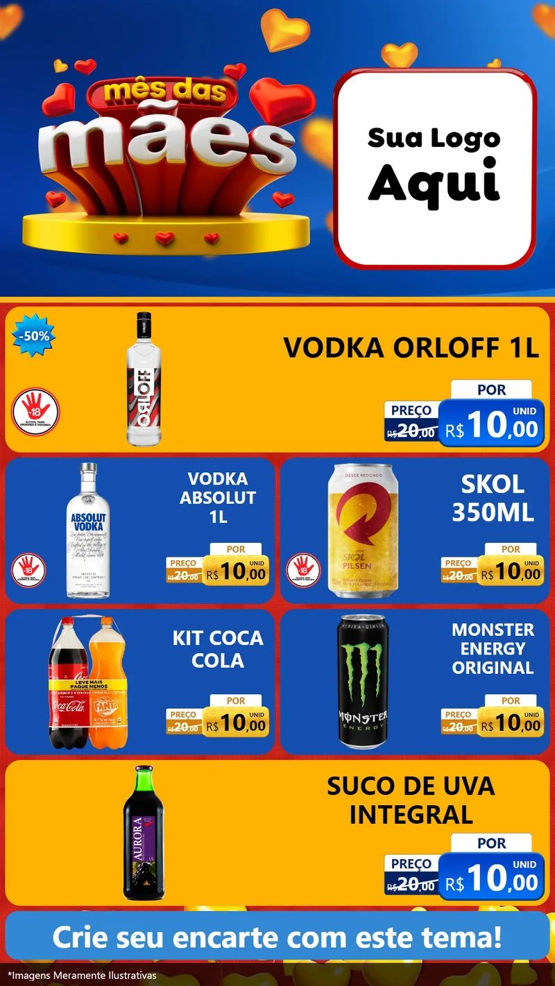 Modelo de TV para TV Vertical com o tema Mês das Mães para Distribuidora de bebidas