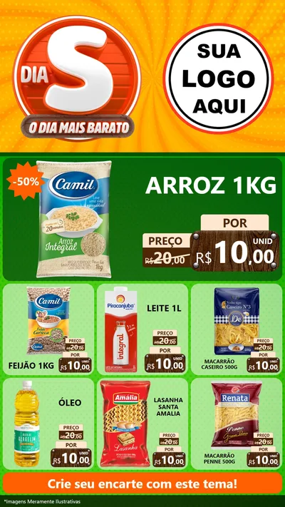 Modelo de Rede Social para Stories com o tema Dia S - O Dia Mais Barato para Supermercado