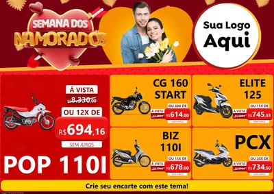 Modelo de Encarte para Encarte A4 Horizontal com o tema Semana dos Namorados para Concessionaria de Motos